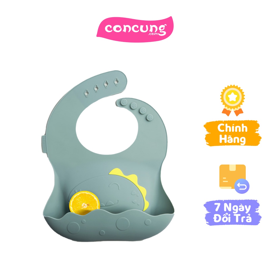 Yếm ăn dặm silicone Bebear (Xanh, BWF108)