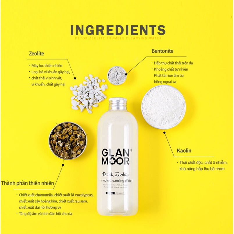 Nước Tẩy Trang Thải Độc Tố Glan Moor Detok Zeolite Trumble Cleasing Water 300ml