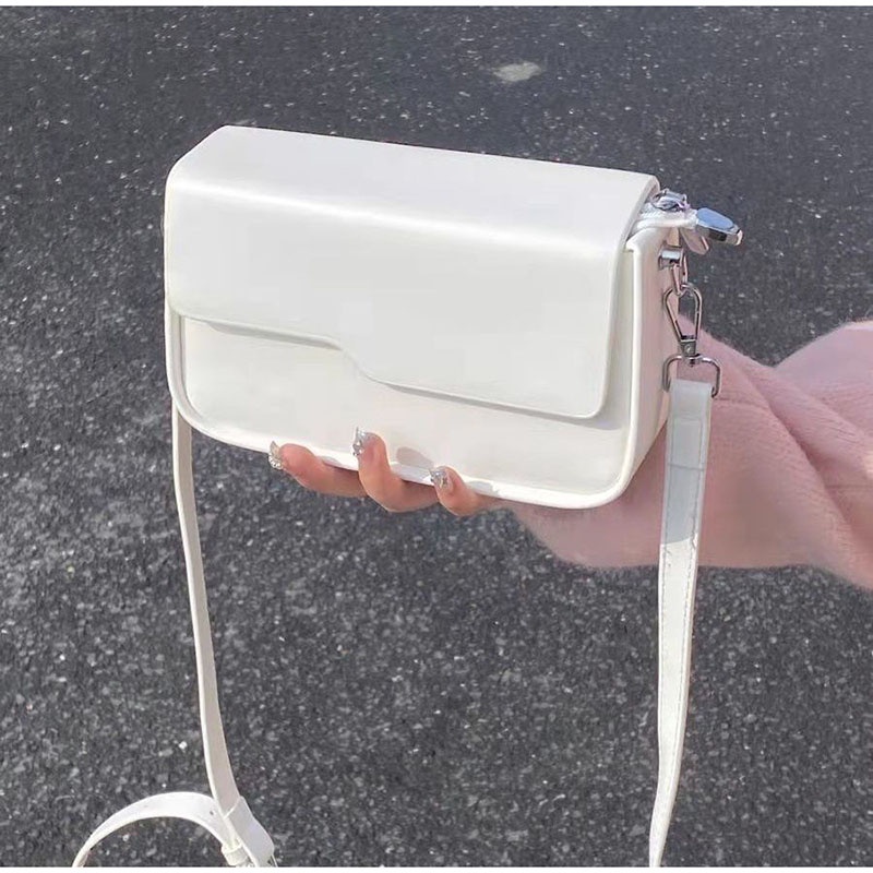 Ielgy Túi Đeo Vai Hình Vuông Màu Trắng Đựng Điện Thoại Phong Cách Vintage Thời Trang Dễ Phối Đồ Cho Nữ