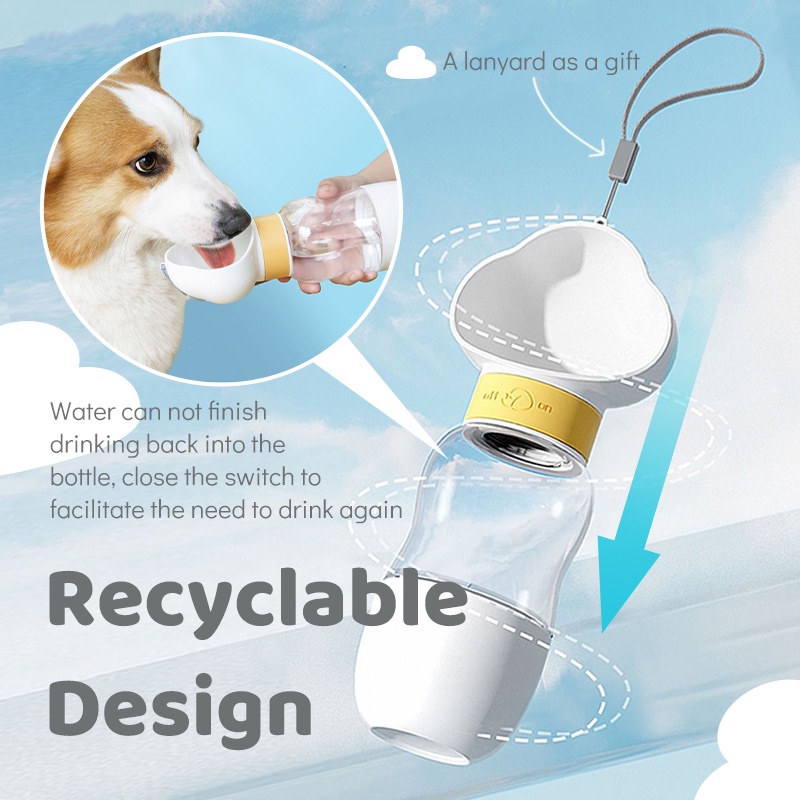 HamshMoc Bình Đựng Nước Uống 2 Trong 1 Chống Rò Rỉ Dành Cho Thú Cưng