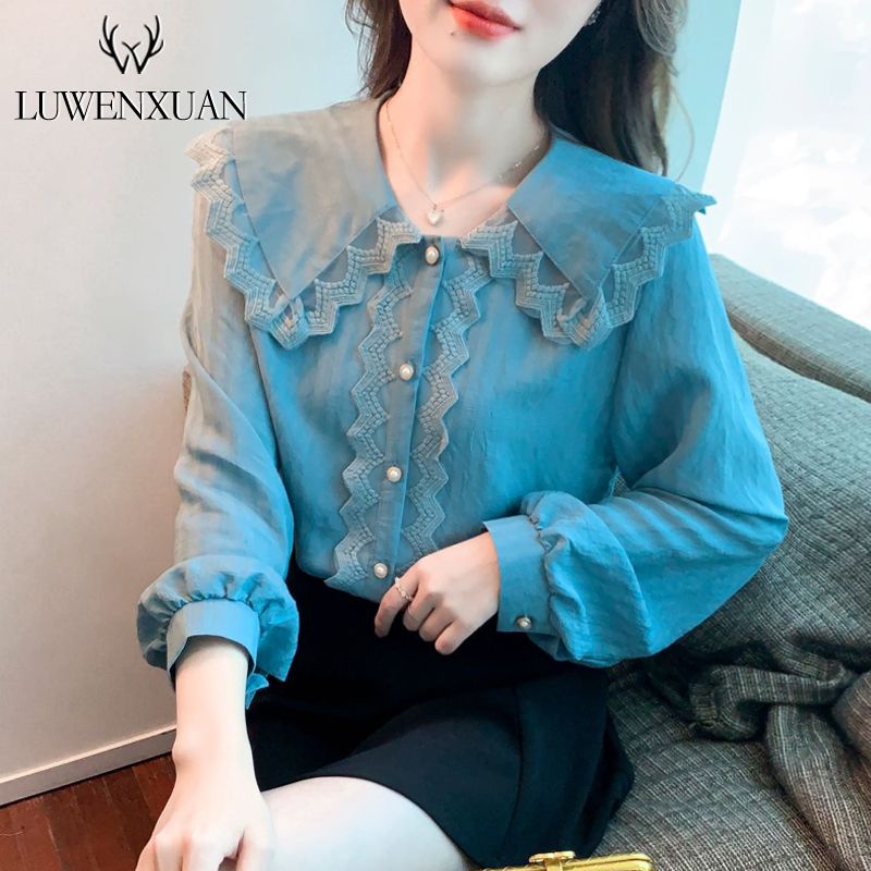 Áo Sơ Mi Chiffon Cổ Búp Bê Phong Cách Châu Âu Thời Trang Mùa Xuân 2023 Mới