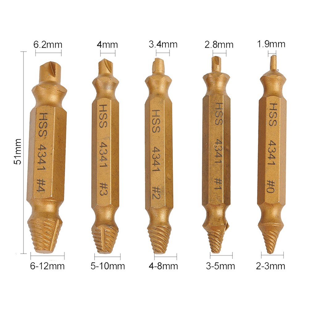 5 Bộ Dụng Cụ Tháo Răng Hai Đầu Tốc Độ Cao Bằng Thép 4341