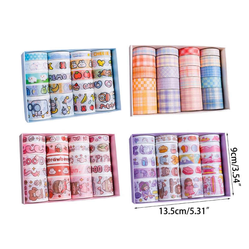 Cuộn Băng Dính Washi Nhiều Họa Tiết Dễ Thương Dùng Trang Trí Sổ Tay DIY