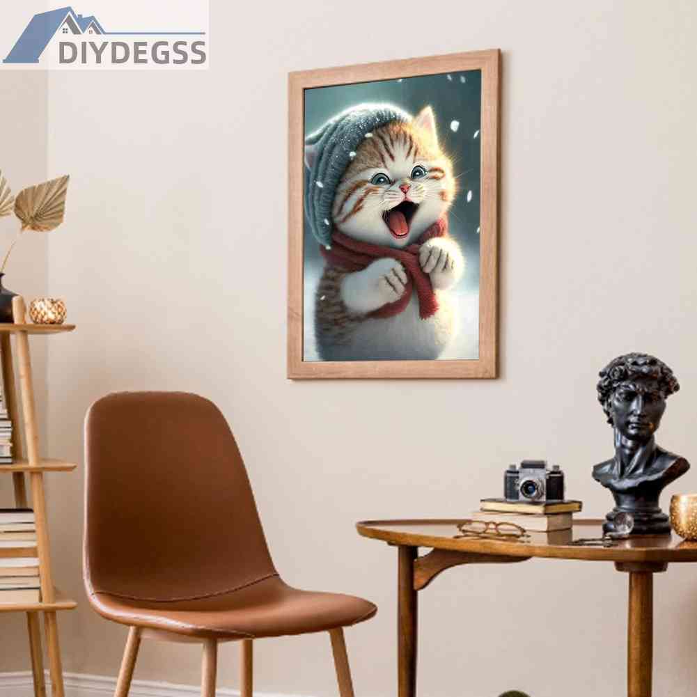 Tranh Đính Đá Kim Cương Toàn Bộ 5D DIY Hình Vẽ Mèo Trang Trí Nhà Cửa