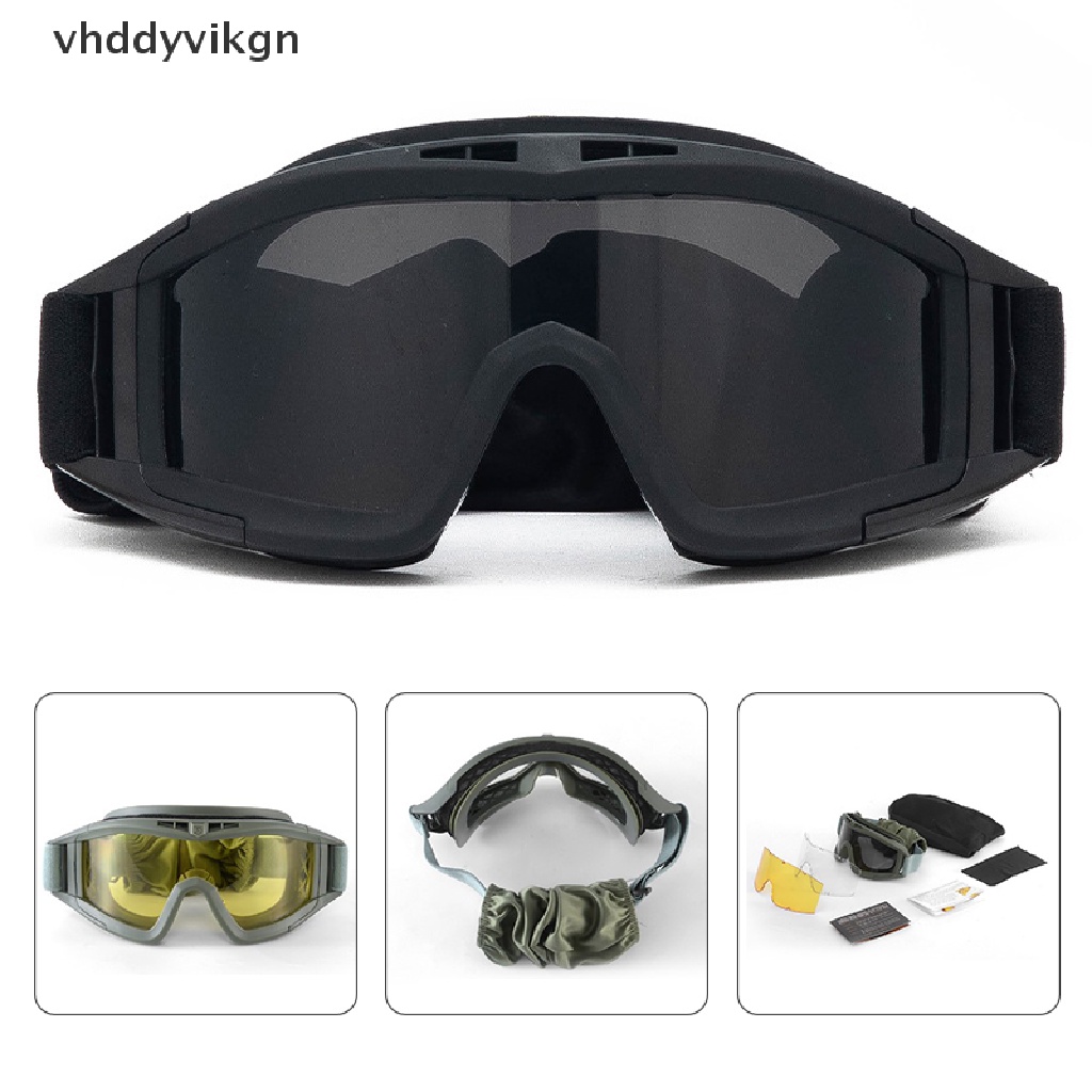 1 Set Kính Râm Quân Đội 3Len Chắn Gió Dùng Khi Đi Xe Máy