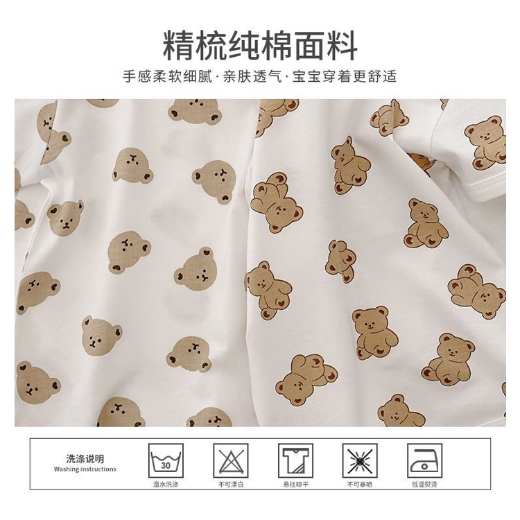 Áo Liền Quần Bằng Cotton Ngắn Tay Thời Trang Mùa Hè Cho Bé Trai 0-2 Tuổi