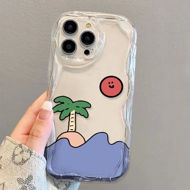 ✅Ốp Điện Thoại Mềm Chống Sốc Họa Tiết Cây Dừa Cho iPhone14 / 13promax 12 / 11 7 / 8p xs / r T5PU