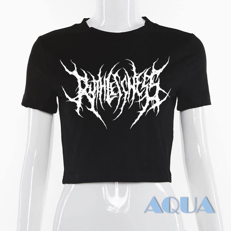 Áo Thun Crop Top Tay Ngắn Cổ Tròn In Họa Tiết Hình Học Ôm Dáng Dành Cho Nữ