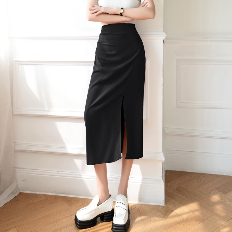 Chân Váy Dài Xẻ Tà Màu Trơn Lưng Cao Thời Trang Xuân Hè Cho Nữ