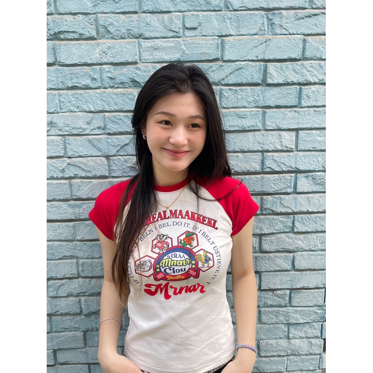 Áo Thun Tay Ngắn Dáng Ôm Màu Sắc Tương Phản Thời Trang Mùa Hè Xinh Xắn Cho Nữ