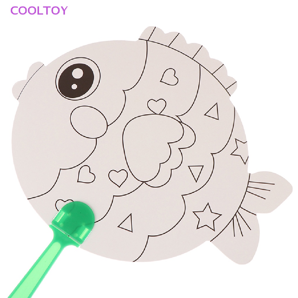 Cooltoy 1 Quạt Cầm Tay Hoạt Hình Tô Màu Thủ Công DIY Đồ Chơi Cho Trẻ Mẫu Giáo HOT
