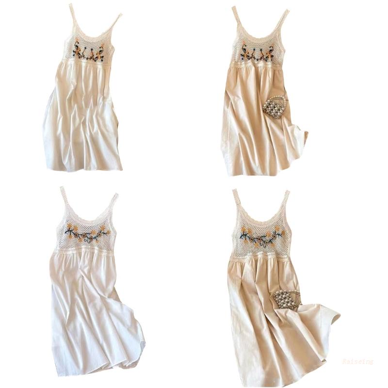 Đầm Hai Dây Thêu Họa Tiết Phong Cách Bohemian Thời Trang Mùa Hè Cho Nữ