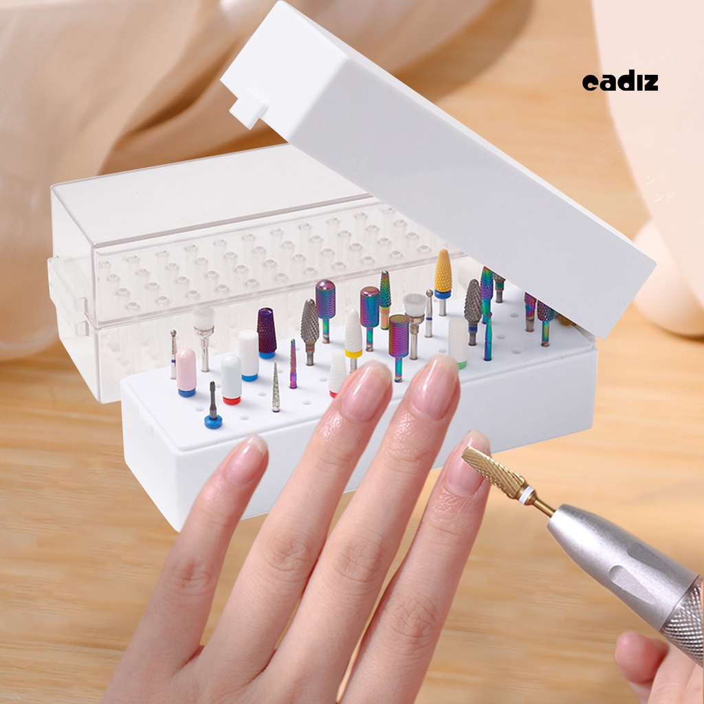 Hộp Đựng Mũi Khoan Móng Tay 48 Lỗ Bằng Nhựa Trong Suốt Chống Bụi Tiết Kiệm Không Gian DIY