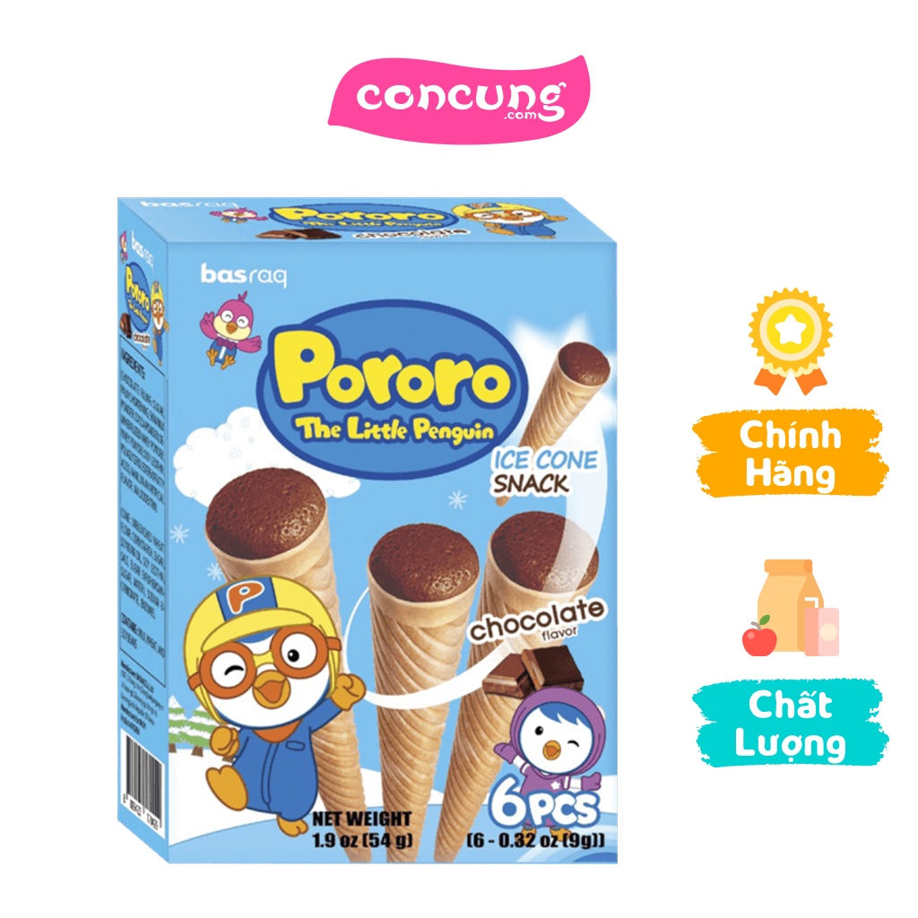 Bánh kem ốc quế Pororo vị sô cô la 54g