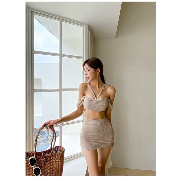 Bộ Đồ Bơi Hở Lưng Eo Cao Che Bụng Phong Cách Retro Thanh Lịch Quyến Rũ Dành Cho Nữ