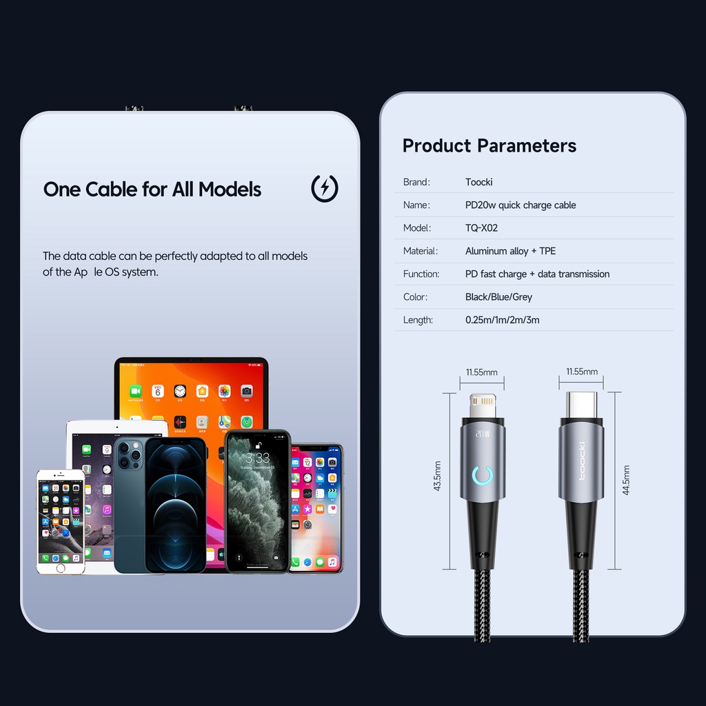 Dây Cáp Sạc Nhanh 2.4A USB 10S PD 20W Type-C Sang 10S Cho Iphone