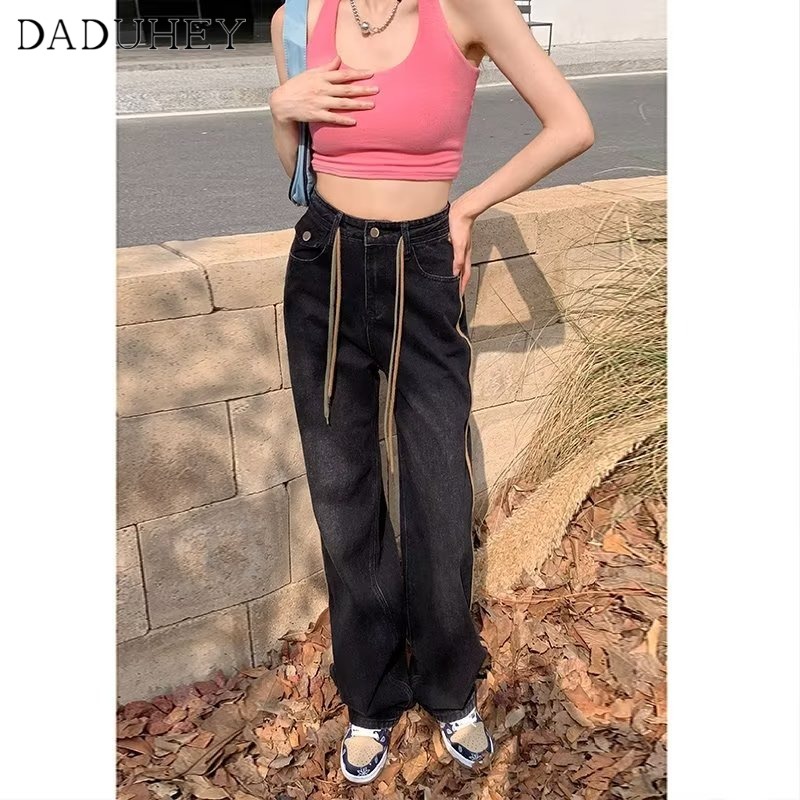 Quần jean DADUHEYlưng cao phối dây rút thời trang phong cách Hàn Quốc cho nữ