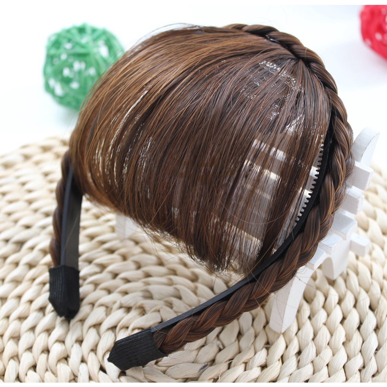 Băng Đô Kiểu Tóc Mái Giả Sợi Đôi Phong Cách Công Sở Hàng Mới