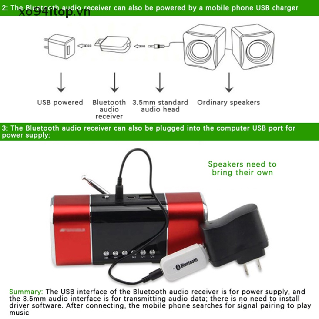 XOITOP USB Bluetooth Adapter Car Speaker Wireless Audio Bluetooth Stick Receiver VN