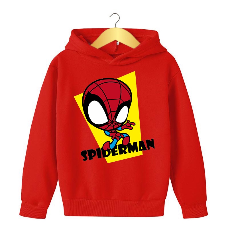 Áo Hoodie Cotton Tay Dài In Hình Spiderman Marvel Thời Trang Xuân Thu 2023 Dành Cho Bé Trai Bé Gái