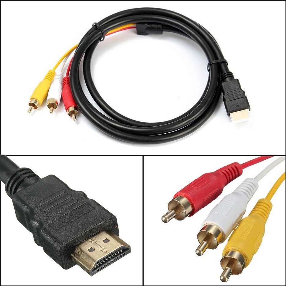 ✱BEST✱ 1080P HDTV HDMI-compatible Male To 3 RCA Audio Video AV Cable Cord Adapter