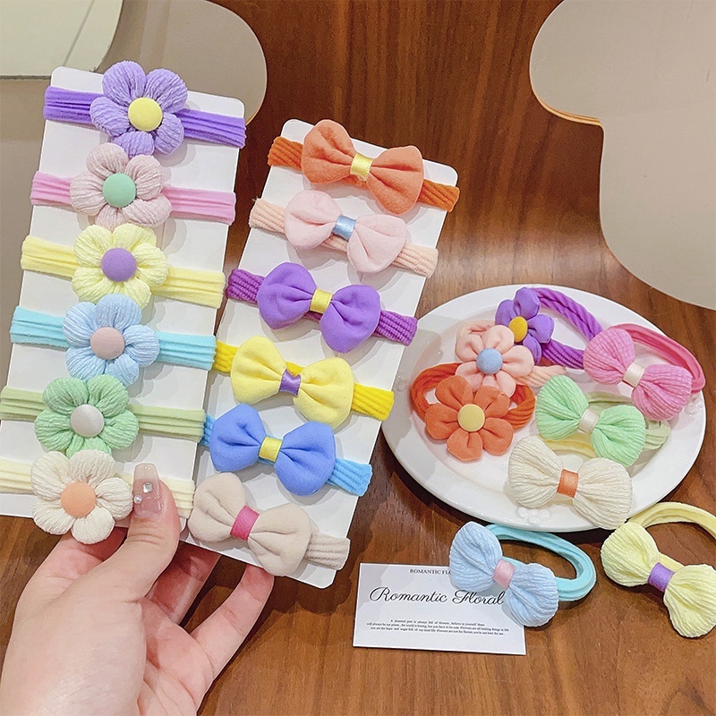 2-10 Dây Buộc Tóc Cao Su Co Giãn Nhiều Màu Sắc Cho Bé