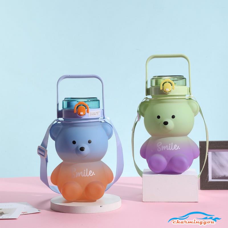 800ml Bình nước gấu smile có dây đeo siêu đáng yêu kute dung tích