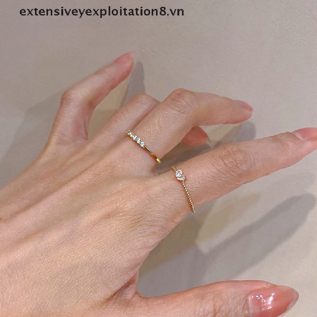 Nhẫn Đính Đá Hình Trái Tim Dễ Thương Có Thể Điều Chỉnh Kích Thước