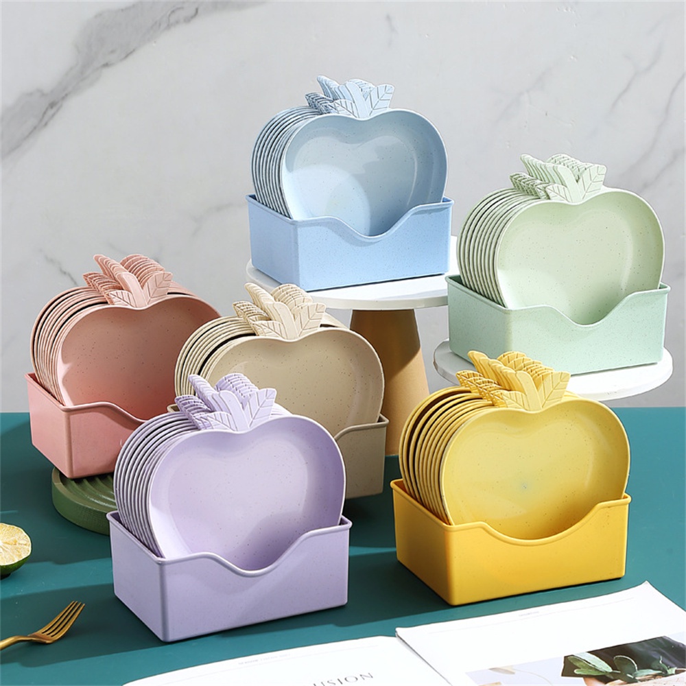 Đĩa Đựng Trái Cây Hình Quả Táo Bằng Nhựa Lúa Mạch