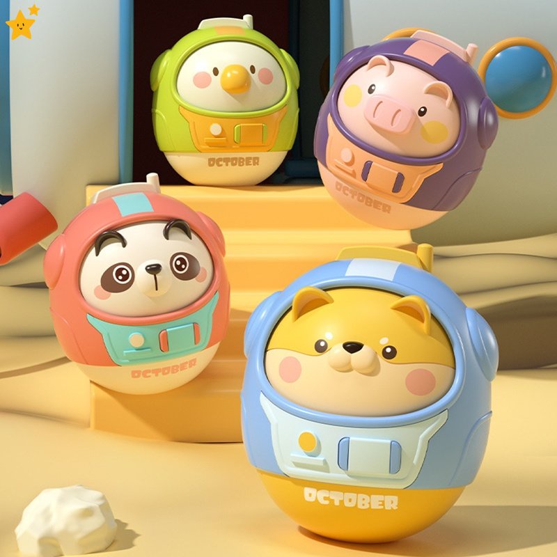 New Baby Rattles Tumbler Toy Cartoon Animal Cute Shape Ring Bell Doll Children Learning Education Toys Gifts SJHY0307 JP6