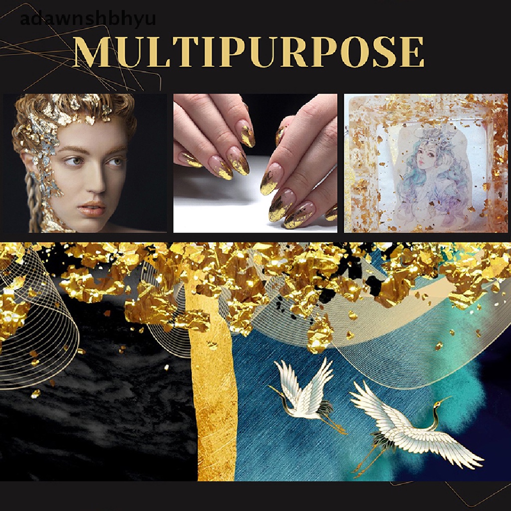 Set 10 Lá Vàng Lấp Lánh Trang Trí Móng Tay