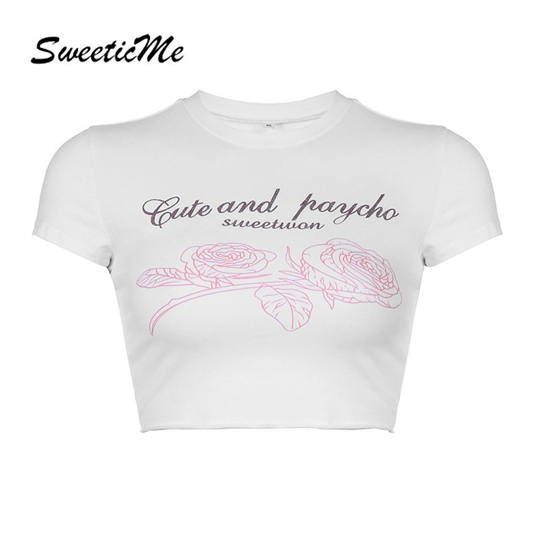 Áo Thun Tay Ngắn Dáng Ôm In Họa Tiết Thời Trang Mùa Hè 2023 Cho Nữ