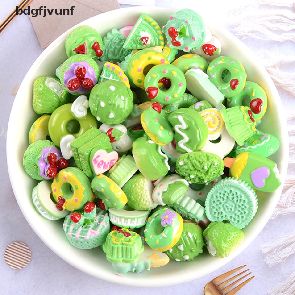 Set 10 Phụ Kiện Trang Trí Bánh Kẹo Hình Trái Cây Bằng Nhựa Resin Diy