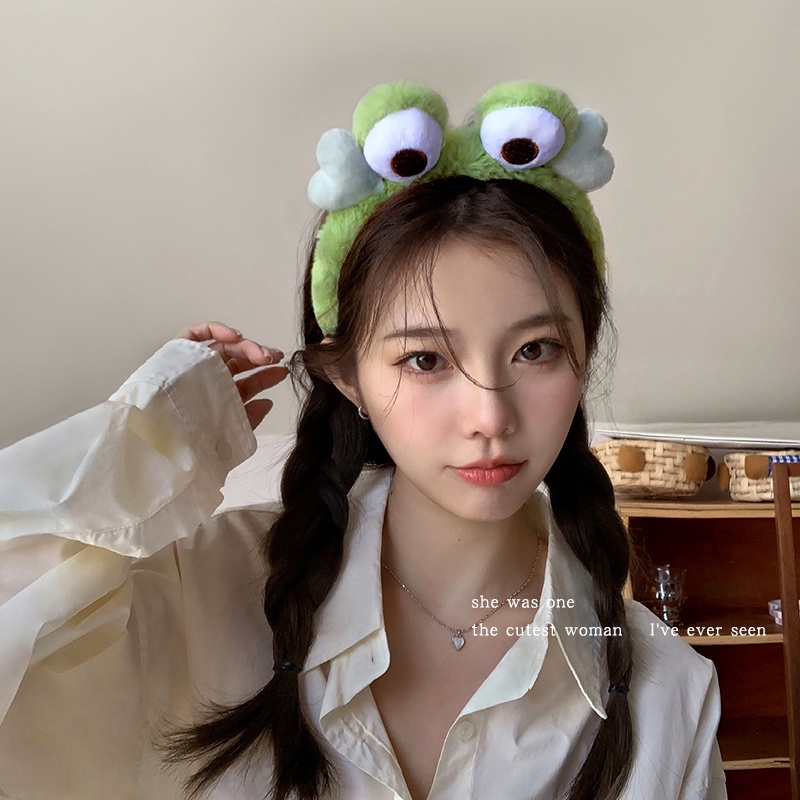 Băng Đô Cài Tóc Áp Suất Cao Rửa Mặt Hình Chú Ếch Vui Nhộn Dễ Thương Cho Nữ