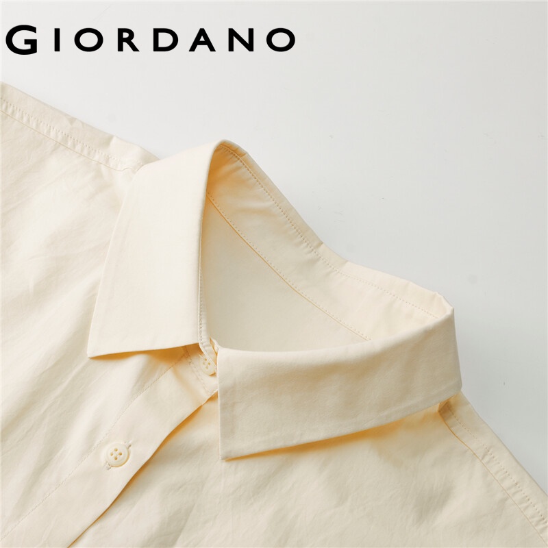 Áo sơ mi GIORDANO cotton 100% 05342461 tay ngắn tay giản dị dáng rộng phối túi thời trang mùa hè trẻ trung cho nữ