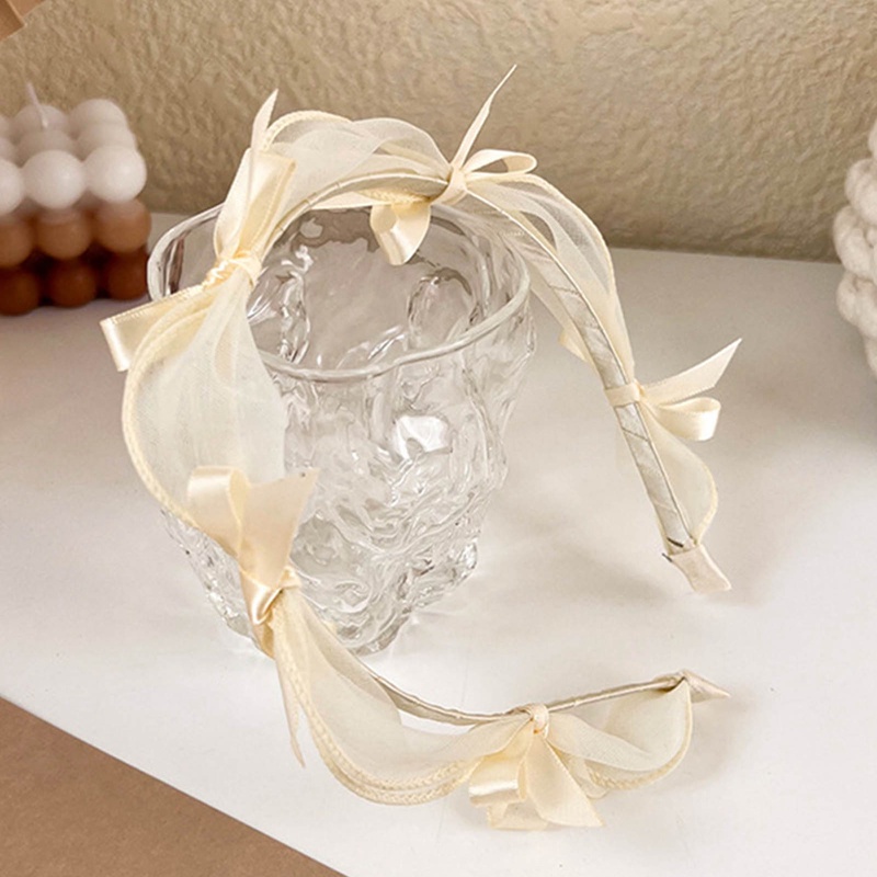 Ygt Băng Đô Cài Tóc Dạng Ấn Đính Nơ Viền Ren Lưới Mỏng Cao Cấp Dễ Phối Đồ Cho Nữ