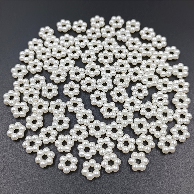 Bộ 40 Hạt Ngọc Trai Hình Học / Trái Tim / Ngôi Sao Bằng ABS Dùng Trang Trí Móng Tay DIY