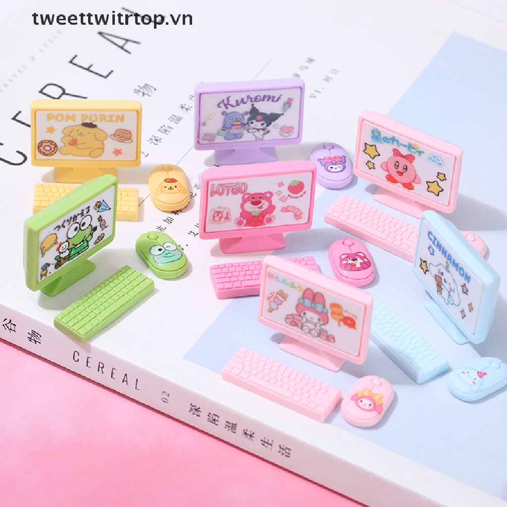 Bộ Bàn Phím + Chuột + Màn Hình TRTOP Mini Trang Trí Nhà Búp Bê