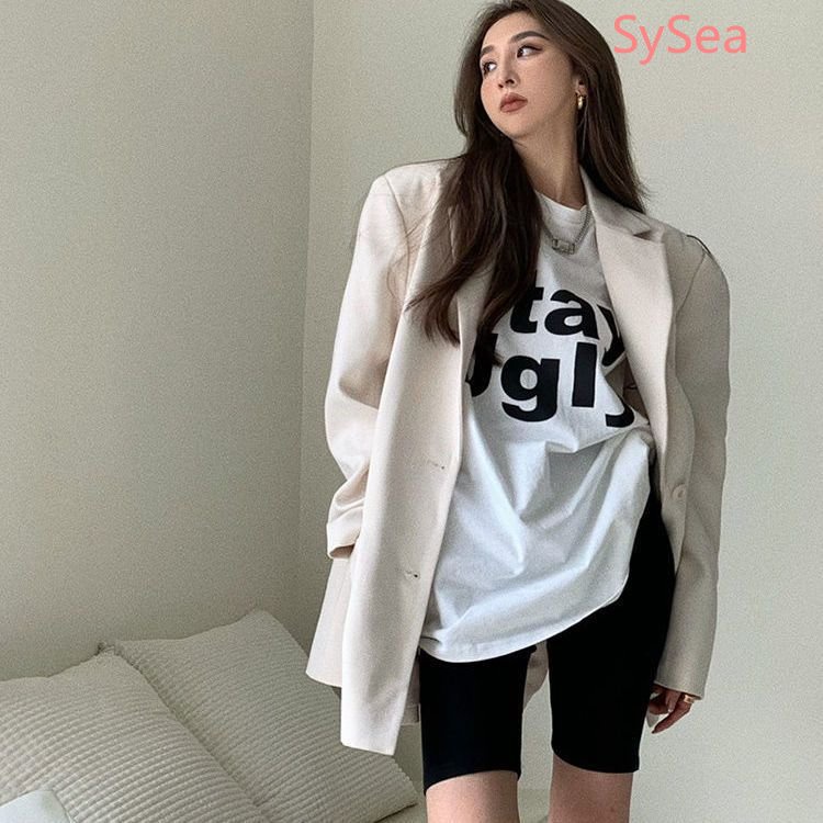 Áo Thun 100% Cotton Dáng Rộng In Chữ Thời Trang Mùa Hè Dành Cho Nữ