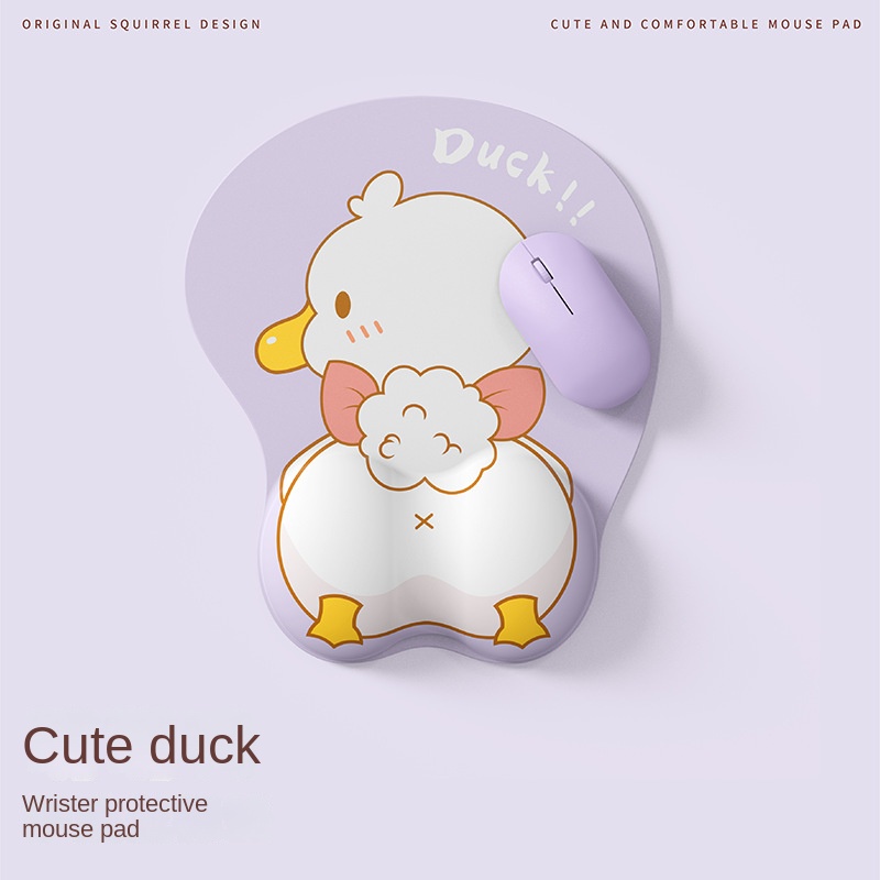 Miếng Lót Chuột Và Bàn Phím Bằng Silicon Hình Chú Vịt 3d Dễ Thương