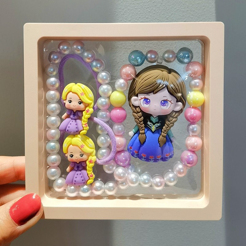 Bộ Vòng cổ + Dây Buộc Tóc Hình Công Chúa Tiên Cá Hoạt Hình Cho Bé Gái