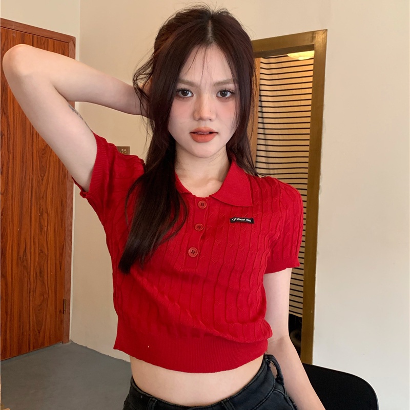 COZOK Áo Thun Dệt Kim Ngắn Tay Cổ Polo Thời Trang