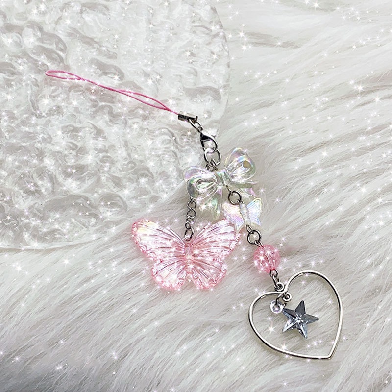 Album Sưu Tầm Móc Khóa Hình Trái Tim / Bướm Rỗng Màu Hồng Ngọt Ngào Steve