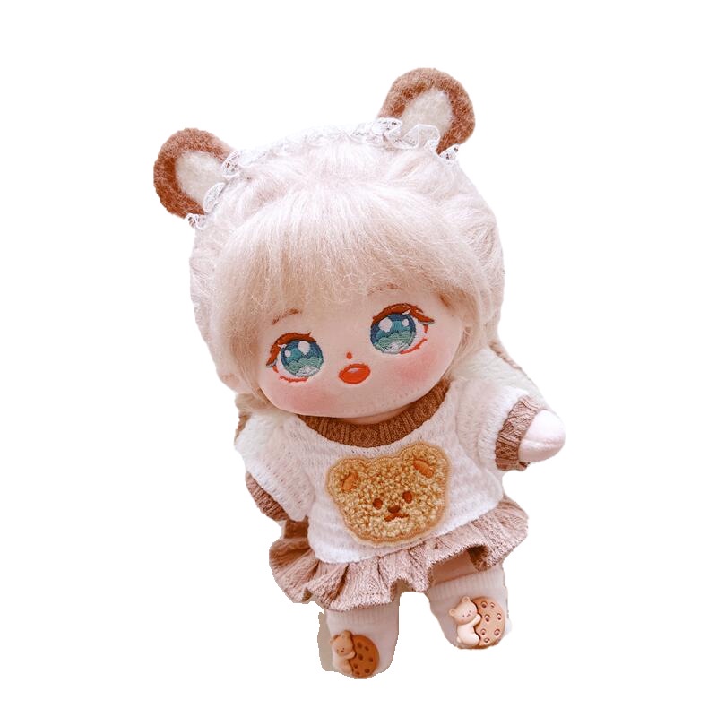 Váy Cotton Dệt Kim Màu Trắng / Nâu 20cm Xinh Xắn Cho Búp Bê