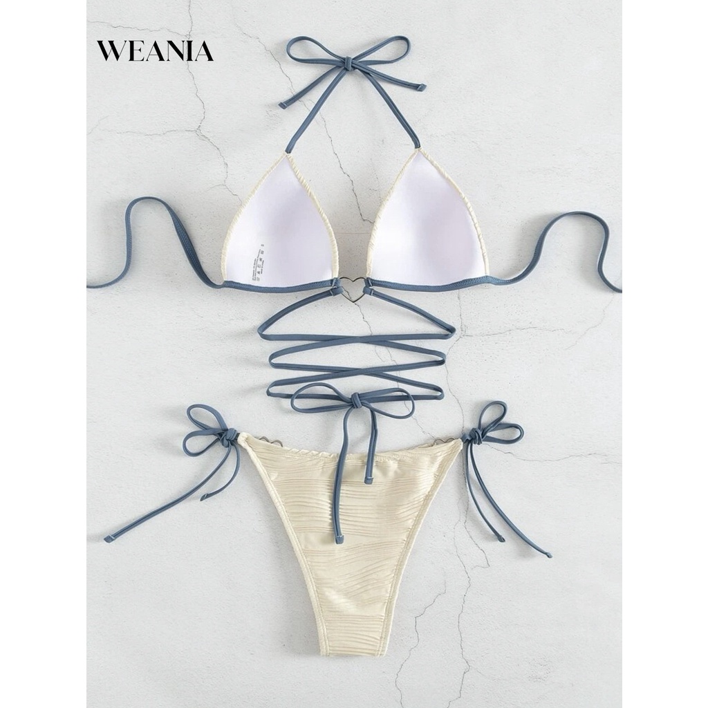 Bộ bikini 2 mảnh WEANIA kiểu vỏ sò có dây rút thời trang mùa hè cho nữ