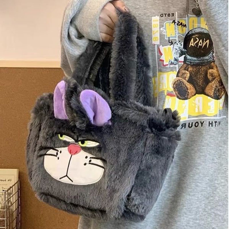 TENDER AFTERNOONS Túi Xách Đeo Vai Cỡ Lớn Bằng Vải Bông Hình Mèo Hề Dễ Thương Phong Cách Nhật Bản Cho Nữ