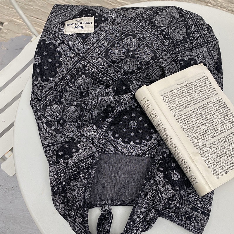 MISCHA Túi Xách Canvas Cỡ Lớn In Họa Tiết Phong Cách Retro Thời Trang Hàn Quốc Cho Nữ