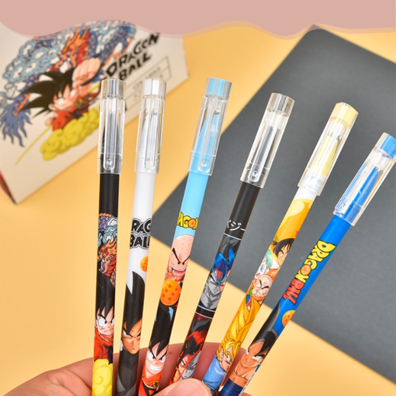 Hộp 12 Bút Mực Gel Đen Họa Tiết Hoạt Hình Dragon Ball Son Goku Có Thể Xóa Được