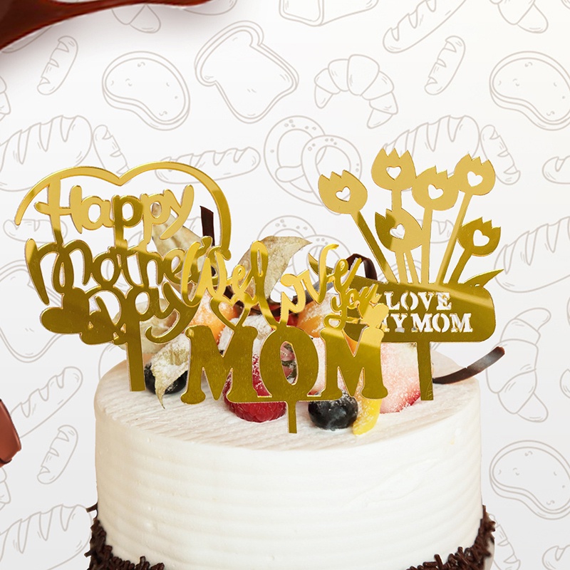 meka chữ Love trang trí bánh sinh nhật, mica cắm bánh sinh nhật