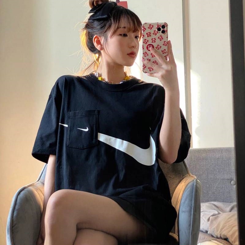 Áo Thun Thể Thao Nike100% Swoosh Thêu Logo Đơn Giản Thời Trang Cho Nam Và Nữ